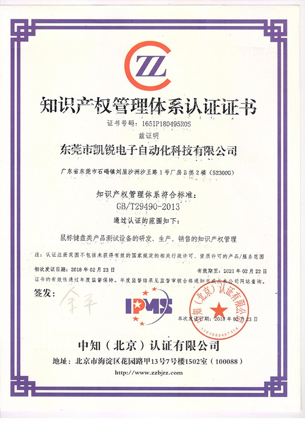 Intellectual Property Management System Certificate